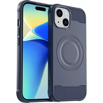 Pouzdro na mobilní telefon Kryt na iPhone 15 gumový (podpora MagSafe) modrý