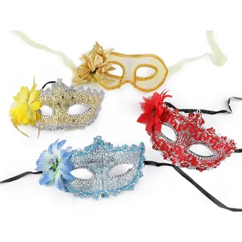 Škraboška na spaní Škraboška s květem Barva: Žlutá - Stříbrnozlatá Škraboška 790379