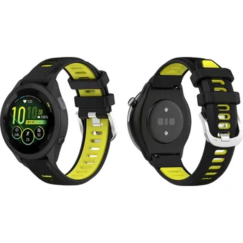 Příslušenství k chytrým hodinkám Run Silikonový Dvoubarevný Pásek Na Hodinky Garmin Barva: Černá-Žlutá, Velikost: 22 Mm