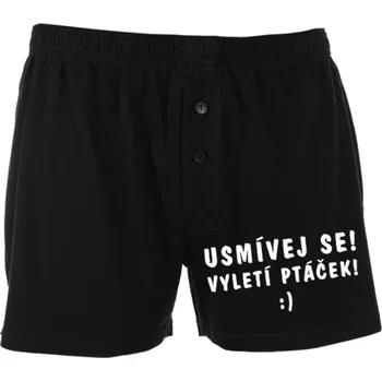 Pánské spodní prádlo Trenýrky - Usmívej se, vyletí ptáček Barva: Černá, Velikost: M