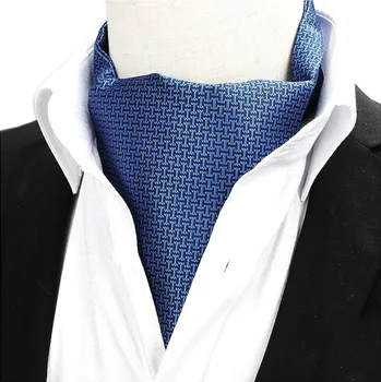 Kravata Fišer Askot modrý s geometrickými obrazci hedvábný