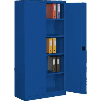Kovová skříň s dvoukřídlými dveřmi, v x š x h: 1990 x 1000 x 435 mm, barva korpusu modrá RAL5010 / dveří modrá RAL5010