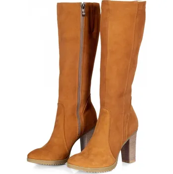 Dámské kozačky Dámské kožené kozačky SIMA 08 skořicové nubuk, VELIKOST 36