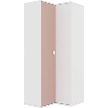 Dětská skříň Dětská šatní skříň rohová bílá, růžová Mety ring