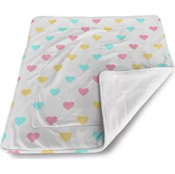 deka Sablio Dětská deka pro miminko Tříbarevná srdíčka - 80x100 cm