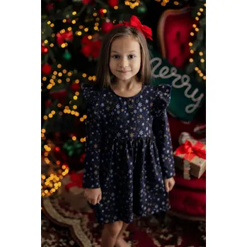 Dívčí šaty Tmavě modré šaty s vločkami Lily Grey 128 / 8 let