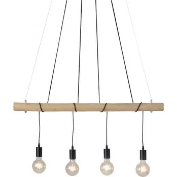 JUSTLIGHT TERO Závěsné svítidlo, černá, dřevo, stmívatelné, E27, IP20, teplá bílá 2700K - LEUCHTEN DIREKT / JUST LIGHT LD 15505-18