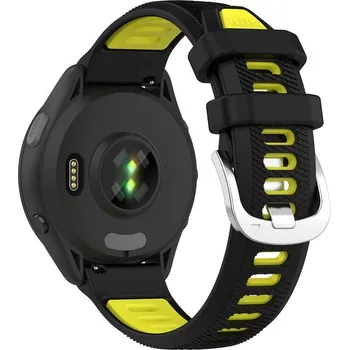 Příslušenství k chytrým hodinkám Run Silikonový Dvoubarevný Pásek Na Hodinky Garmin Barva: Černá-Žlutá, Velikost: 18 Mm
