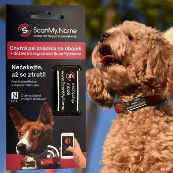 psí známka ScanMy.Name chytrá psí známka s čipem - Antracit