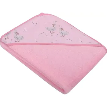 Dětská osuška s kapucí - frote 100x100cm Husičky růžové