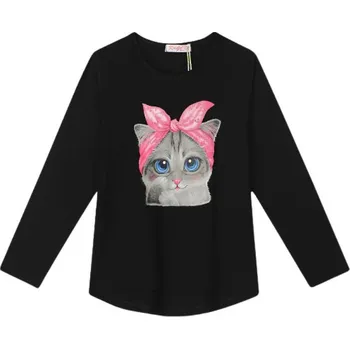 DÍVČÍ TRIČKO černé Kugo HC9357 (Dívčí tričko dlouhý rukáv)