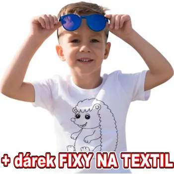 omalovánky Dětské tričko k vymalování - Ježek + 6ks Fixy na textil
