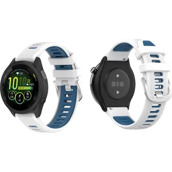 Příslušenství k chytrým hodinkám Run Silikonový Dvoubarevný Pásek Na Hodinky Garmin Barva: Bílá-Modrá, Velikost: 22 Mm