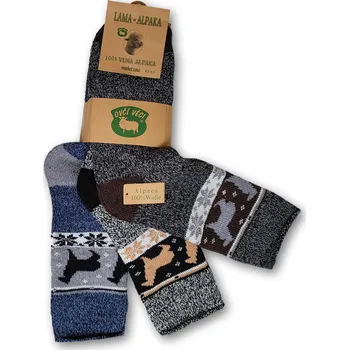 Pánské ponožky V. Bernátek - Ovčí věci vlněné ponožky Lama Alpaka - vzor Barva: šedá, Velikost: 44-47