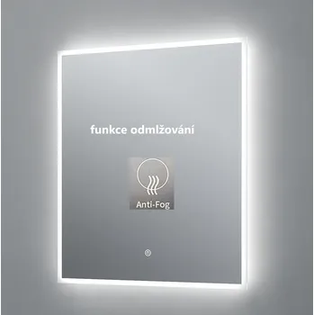 Zrcadlo Besteco Koupelnové LED Zrcadlo Bright Silver 60x70 cm, Kompaktní Formát, CCT Technologie (2700K-6500K), Plynulá Změna Chromatičnosti, Funkce Anti-Fog (Odmlžování), Dotykový Senzor s Pamětí Nastavení, Slim Design