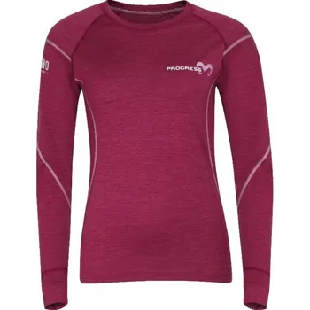 Dámské tričko triko dlouhé dámské Progress NDRZ merino vínový melír - L