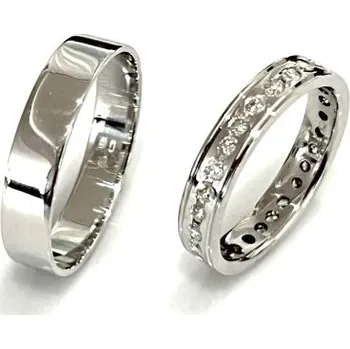 Prsten Ráj snubních prstenů | Super sleva - diamantové snubní prsteny z bílého zlata - skladem - 5101