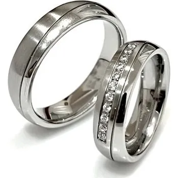 Prsten Ráj snubních prstenů | AKCE - Snubní prsteny z chirurgické oceli se zirkony skladem - 5130