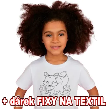 omalovánky Dětské tričko k vymalování - Liška + 6ks Fixy na textil