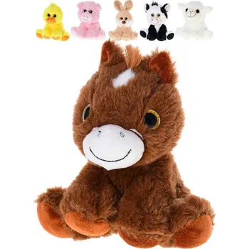 plyšák HRAČKY PLYŠ Zvířátko baby sedící farma 14cm velké oči 6 druhů *PLYŠOVÉ HRAČKY*