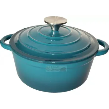 Hrnec Litinový hrnec s poklicí smaltovaný tyrkysový 2 L