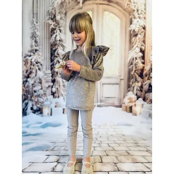 Dívčí kalhoty Elegantní dívčí blůzka z jemného mikroplyš Lily Grey 104 / 4 roky