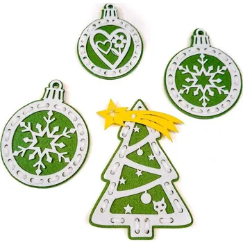 interaktivní kniha Vánoční ozdoby - sada 24 ks (zelená)