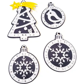 interaktivní kniha Vánoční ozdoby - sada 24 ks (tmavá)