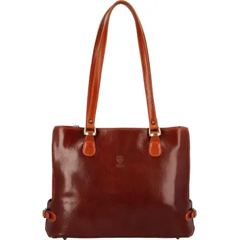 Kabelka Dámská kožená kabelka na rameno hnědá/koňaková - Delami Vera Pelle Amelisa hnědá