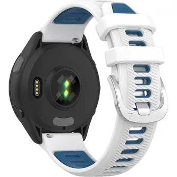 Run Silikonový Dvoubarevný Pásek Na Hodinky Garmin Barva: Bílá-Modrá, Velikost: 18 Mm