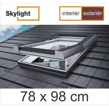 STŘEŠNÍ OKNO SKYLIGHT | 78 X 98 CM | INTERIÉR BÍLÝ - EXTERIÉR HNĚDÝ RAL 8019
