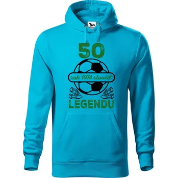 Pánská mikina DOBRÝ TRIKO Pánská mikina s potiskem 50 let legenda fotbal Velikost pánské mikiny: M, Barva: Tyrkysová