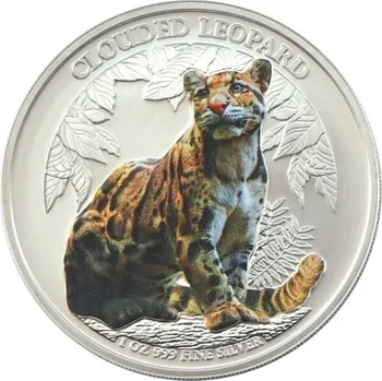 Stříbrna Mince Wildlife: Clouded Leopard 1 Oz Colorized BU 2023 Kambodža
