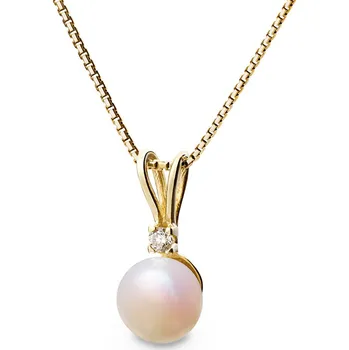 Přívěsek Přívěšek ze žlutého zlata s bílou perlou a zirkonem 307.90