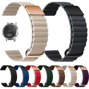 Magnetický Kožený Pásek Na Garmin Venu 2 / Vivo 4 - Řemínek 22 Mm Barva: Růžová