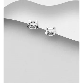 Náušnice Náušnice z oxidovaného stříbra 925 ve tvaru kočky