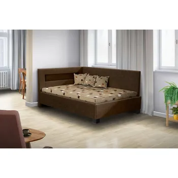 Postel Nabytekmorava Čalouněná postel Mia Robin 120 s led osvětlením matrace: bez matrace, Barva postele: hnědá, Úložný prostor: s úložným prostorem
