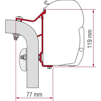 Markýza Adaptér na uchycení markýzy Fiamma F45 a F70 delky 450 cm na stěnu Hymer Van/B2