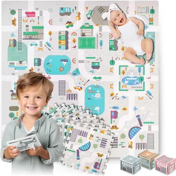 Dětské pěnové puzzle 120x120 cm s potiskem MĚSTA