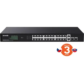 Switch Tenda TEG1128P-24-410W PoE+ Gigabit switch 24x 1Gb/s PoE+ 802.3af/at + 2x SFP + 2x RJ45, 370W, Rack