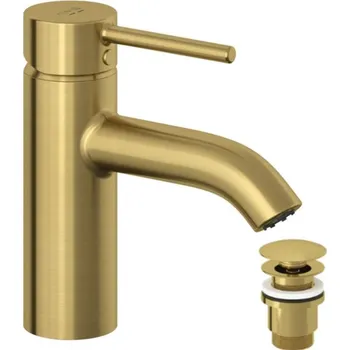 Vodovodní baterie Kludi Bozz Baterie umyvadlová stojánková 75, s výpustí Klik-Klak, kartáčované zlato, 38266N076