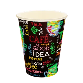 Jednorázové nádobí EcoPack Papírový kelímek 0,3 l CTG O90mm nápojový Happy time ideal pack® bal/50 ks