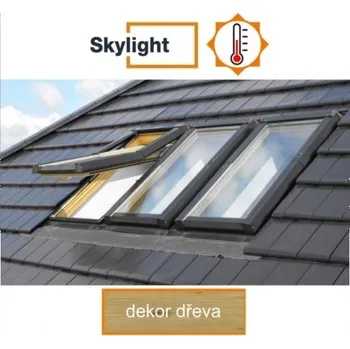 Okno DOBROPLAST - SKYLIGHT TERMO plastové střešní okno PVC dezén dřeva 11/14-114/140cm zaoblené