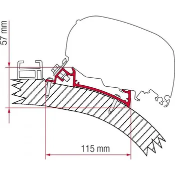 Markýza Adaptér na uchycení markýzy Fiamma F65 a F80 délka 450 cm na střechu Carthago Chic