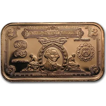 9Fine Mint Slitek 2,00 $ Washington Silver Certificate Replika 1 oz