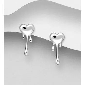 Náušnice Náušnice ze stříbra 925 se zatlačovacím zapínáním ve tvaru taveného srdce