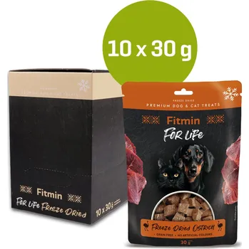 Pamlsek pro psa Fitmin For Life 10 ks Mrazem sušený pštrosí pamlsek pro psy a kočky