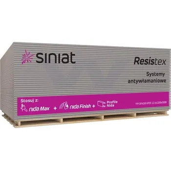 Sádrokartonová deska LAFARGE - SINIAT Stavební vysoce odolná sádrokartonová deska RESISTEX tl. 12,5mm