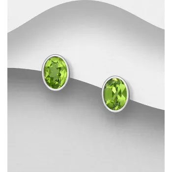 Náušnice Stříbrné 925 oválné napínací náušnice zdobené peridotem