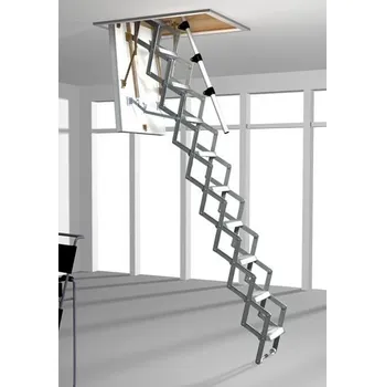 Schodiště ROTO Půdní schody MINI 112x70 cm - hliníkové nůžkové shrnovací